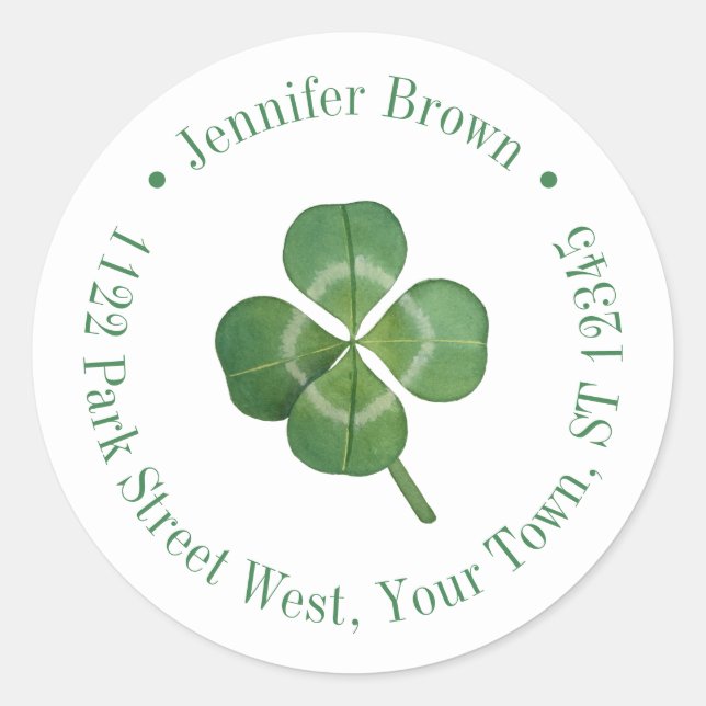 Pegatina Redonda Watercolor Shamrock St Patricks Day Bridal Shower (Anverso)