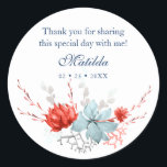 Pegatina Redonda Watercolor Suculento Bat Botánico Floral Mitzvah<br><div class="desc">Este diseño presenta una elegante acuarela suculenta ramo floral de coral y azul con su información de Gracias arriba. Personalice editando el texto en los cuadros de texto. Diseñado para ti por Evco Studio www.zazzle.com/store/evcostudio #mitzvah #batmitzvah #eventplanner #mazeltov #jewish #mitzvahswag #fiesta #jewishlife #boda #kosher #thankyou #mitzvahlife #corporateevents #mitzvahparty #partyplanner #partyPlanning...</div>