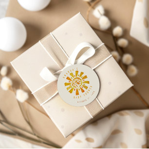 Pegatina Redonda Watercolor Sun Baby Shower Gracias
