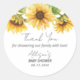 Pegatina Redonda Watercolor Sunflower Garden Floral Género Neutral 