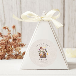 Pegatina Redonda Watercolor Wildflower Tea Fiesta Gracias