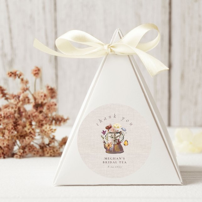 Pegatina Redonda Watercolor Wildflower Tea Fiesta Gracias (Subido por el creador)