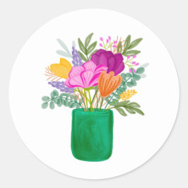 Pegatina Redonda Watercolour Floral Bouquet Sticker