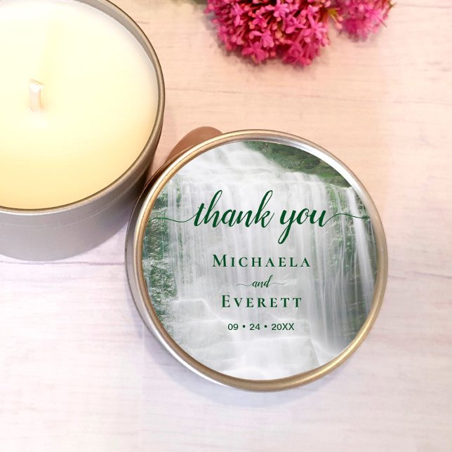 Pegatina Redonda Waterfall Nature Outdoor Wedding Thank You (Subido por el creador)