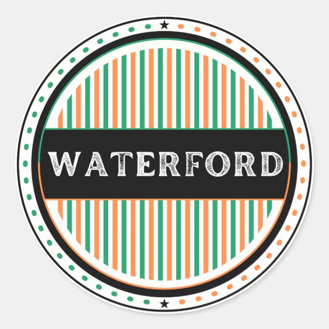Pegatina Redonda Waterford City Pride Emblem – Irish Identity (Anverso)