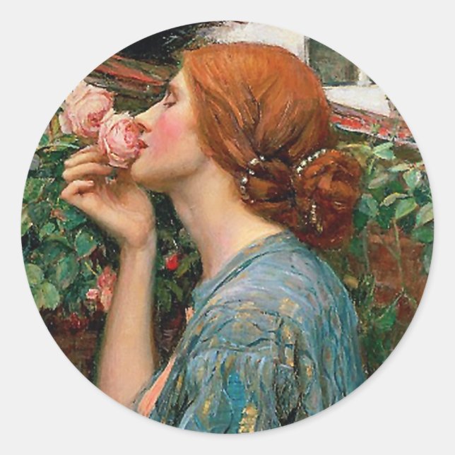 Pegatina Redonda Waterhouse El alma de los Rosas Pegatinas (Anverso)