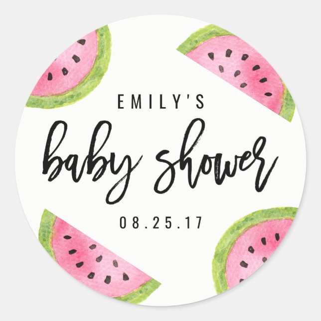 Pegatina Redonda Watermelon Baby Shower (Anverso)