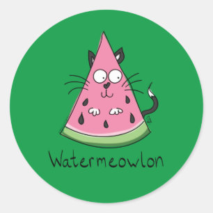 Pegatina Redonda Watermelon Cat Cute Kids