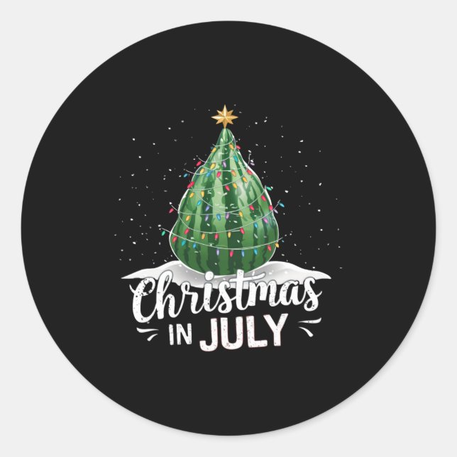 Pegatina Redonda Watermelon Christmas Tree Christmas In July Summer (Anverso)