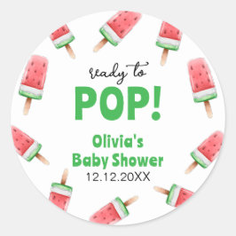 Pegatina Redonda Watermelon Ice Cream Popcicle Baby Shower