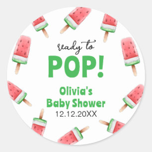 Pegatina Redonda Watermelon Ice Cream Popcicle Baby Shower