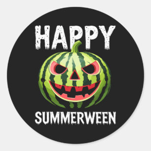 Pegatina Redonda Watermelon Jackolantern Summer Halloween Happy Sum