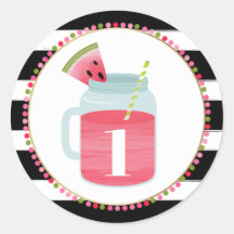 Watermelon Mason Jar Drink Black + White Birday