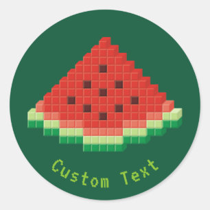 Pegatina Redonda Watermelon Pixel Art