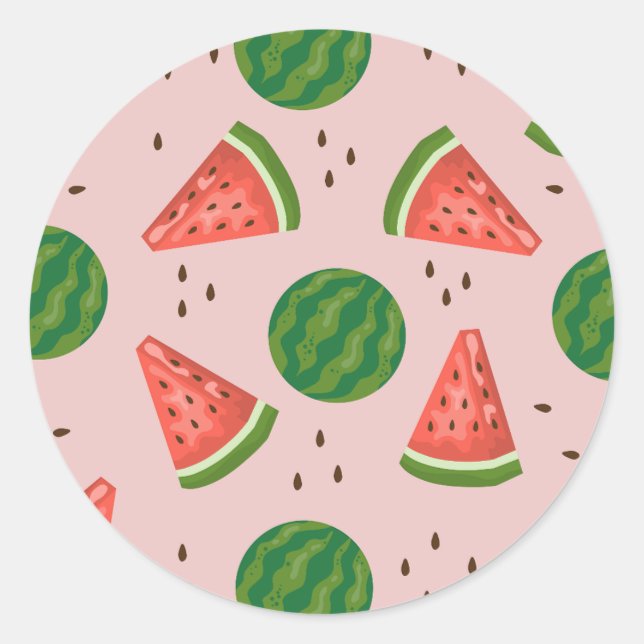 Pegatina Redonda Watermelon Slice Pattern Jugo Fruto Lover (Anverso)
