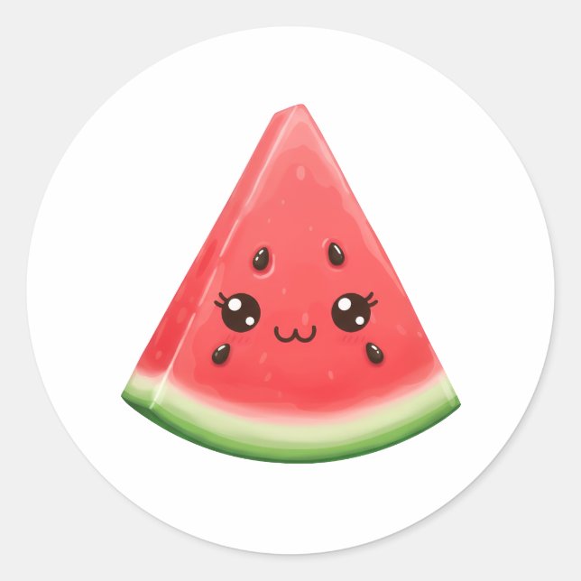 Pegatina Redonda Watermelon Sticker Custom Funny Summer Fruit Gift (Anverso)