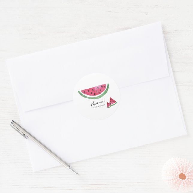 Pegatina Redonda Watermelon Summer Baby Shower Sticker  (Sobre)
