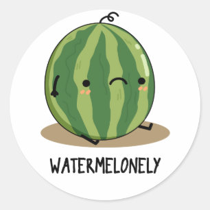 Pegatina Redonda Watermelonly Funny Watermelon Fruit Pun