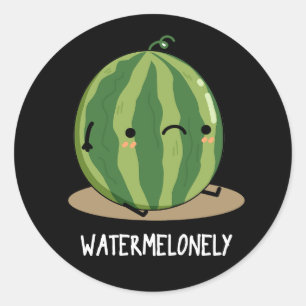 Pegatina Redonda Watermelonly Funny Watermelon Fruit Pun Dark BG