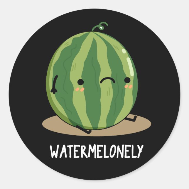 Pegatina Redonda Watermelonly Funny Watermelon Fruit Pun Dark BG (Anverso)