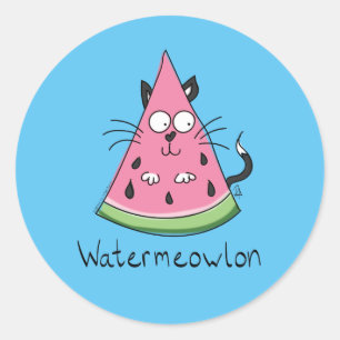 Pegatina Redonda Watermeowlon Watermelon Cat Funny Pegatinas