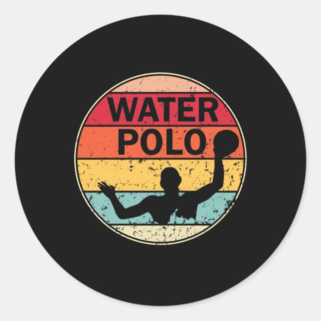 Pegatina Redonda Waterpolo Retro - Waterpolo Vintage H2 Polo (Anverso)