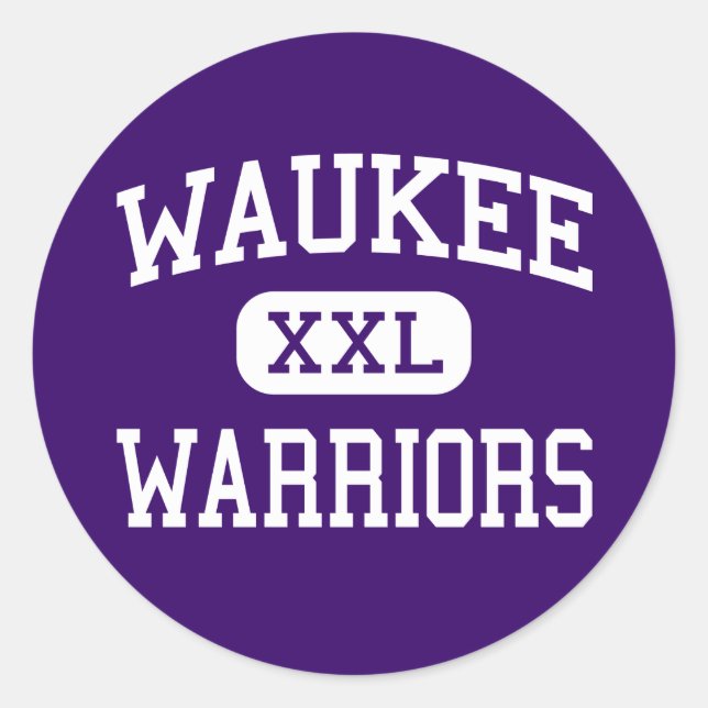 Pegatina Redonda Waukee - Guerreros - Secundaria - Waukee Iowa (Anverso)