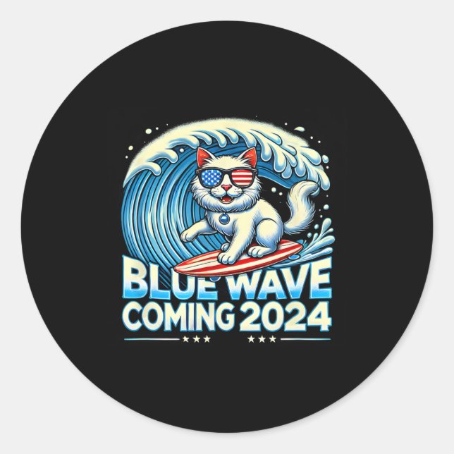 Pegatina Redonda Wave Próxima Wave 2024 Cat Duners Kamala Harris 20 (Anverso)