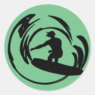 Pegatina Redonda Wave Surfer Dude