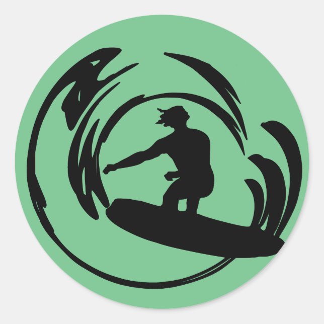 Pegatina Redonda Wave Surfer Dude (Anverso)
