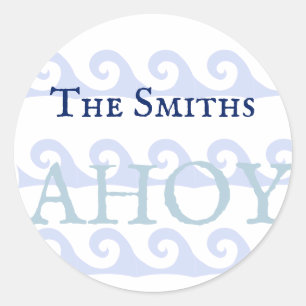 Pegatina Redonda Waves Ahoy Personalizado