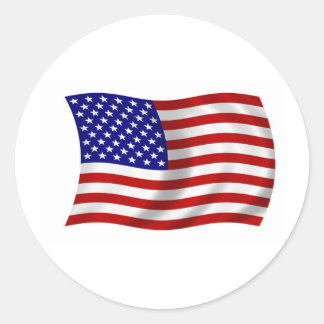 Pegatina Redonda Waving American USA FLAG