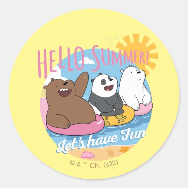 Pegatina Redonda We Bare Bears - Hello Summer! Let's Have Fun (Anverso)