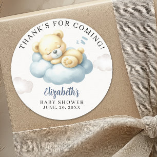 Pegatina Redonda We can Bearly wait - Teddy Bear Baby Shower Boy
