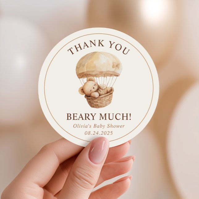 Pegatina Redonda We Can Bearly Wait Teddy Bear Baby Shower Favor (Subido por el creador)