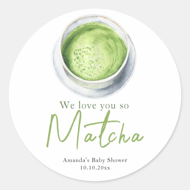 Pegatina Redonda We love you so Matcha Baby Shower (Anverso)