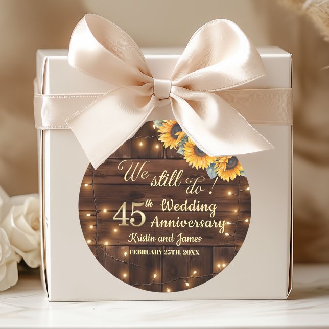 Pegatina Redonda We Still Do 45th Wedding Anniversary String Lights (Subido por el creador)