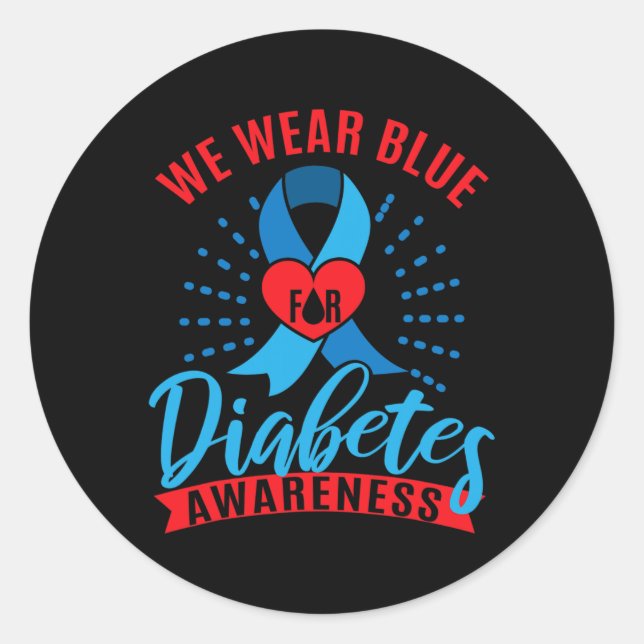 Pegatina Redonda We Wear Blue For Diabetes Awareness  (Anverso)