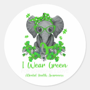 Pegatina Redonda Wear Green For Mental Health Awareness Elep