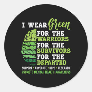 Pegatina Redonda Wear Green For Mental Health Awareness Fije La Ee