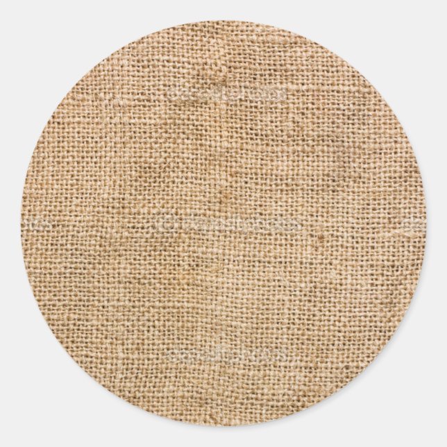 Pegatina Redonda Weathered Burlap (Anverso)