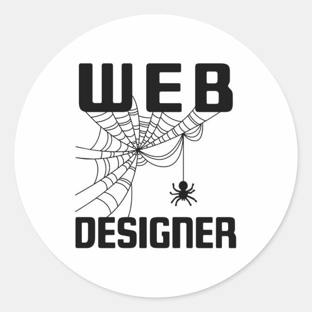 Pegatina Redonda Web Designer Design Website Developer Spider (Anverso)