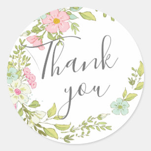 Pegatina Redonda Wedding collection Springflowers agradece