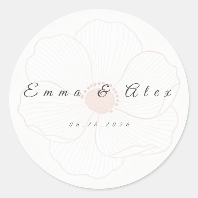 Pegatina Redonda Wedding Envelope Seal Sticker (Anverso)