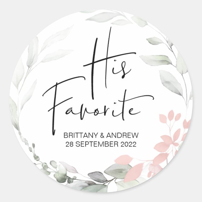 Pegatina Redonda Wedding Favor de su bandeja favorita (Anverso)