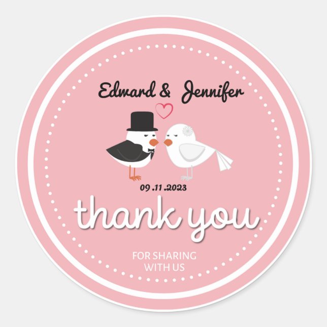 Pegatina Redonda Wedding Sticker Thank You for joining us (Anverso)