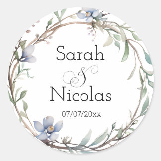 Pegatina Redonda Wedding stickers personalized minimalist