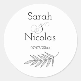 Pegatina Redonda Wedding stickers personalized minimalist