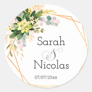 Pegatina Redonda Wedding stickers personalized minimalist