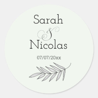 Pegatina Redonda Wedding stickers personalized minimalist